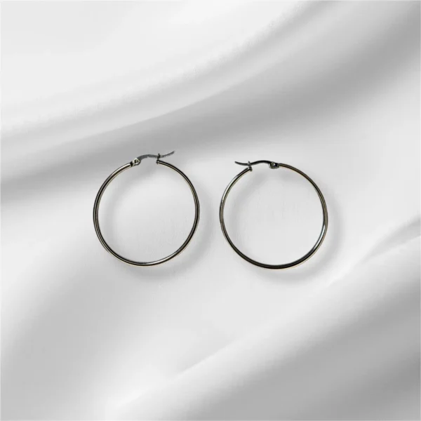 Stainless Steel Hoop Earrings - In Gold and Silver - Image 3